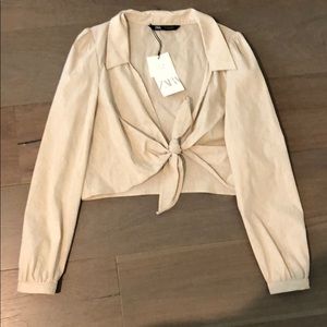 Zara front tie crop top